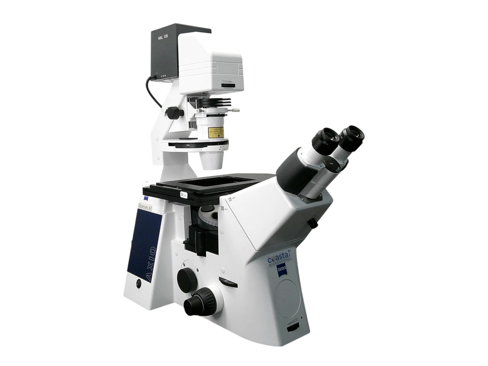 Zeiss Axio Observer A1 Inverted Phase Contrast / Fluorescence Microscope with EXFO X-Cite Illuminator — Refurbished